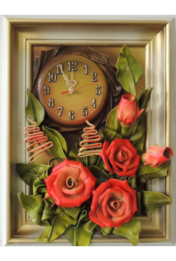 nástenné kožené hodiny ruže