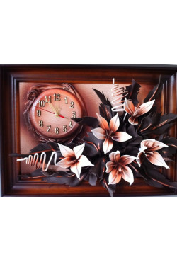 nástenné hodiny 46x34cm s kvetmi