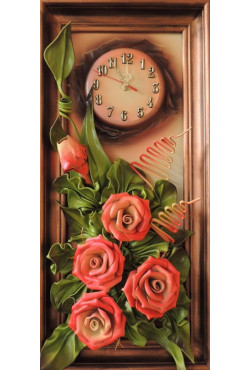 krásný kvetinový obraz s hodinami