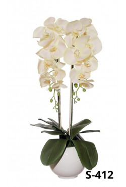 Umelá silikonová orchidea vanilková farba