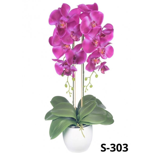 Silikonová orchidea 64cm tmavo ružova