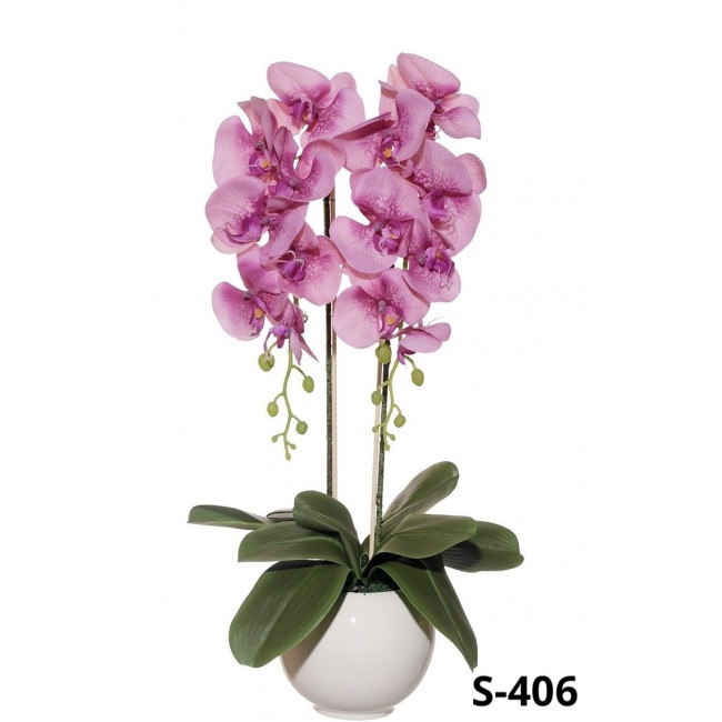 Silikonová orchidea 64cm v keramickom kvetináči