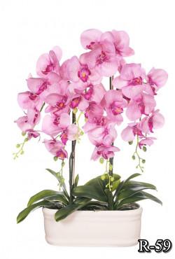Umelá silikonová orchidea v krásnom keramickom črepníku
