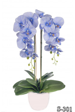 Umelá silikonová orchidea v modrej farbe