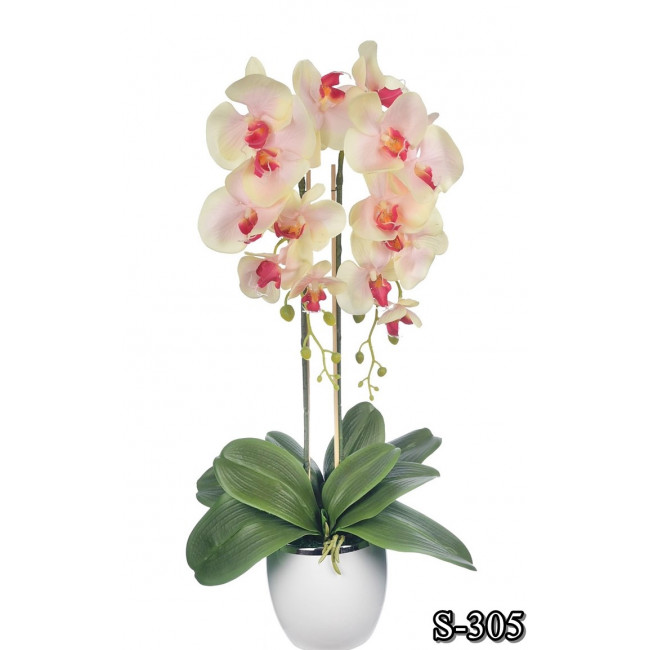 Umelá orchidea vo farbe ecru ružovo červenej